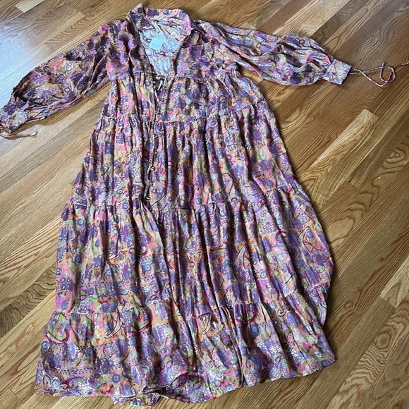 NWT Free People Paisley Chiffon Maxi Dress Silk Blend Small - Picture 4 of 15